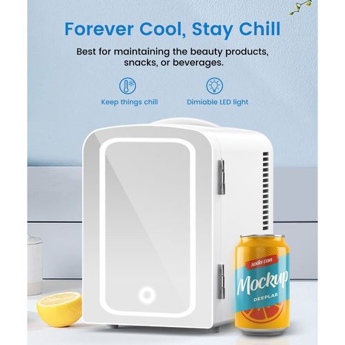 Mini Fridge with Dimmable LED Mirror