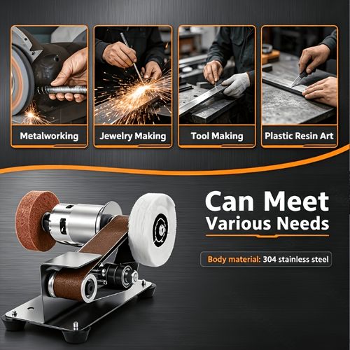 Three-In-One Mini Belt Sander- 15-Degree Blade Grinder, Electric Bench Grinder, 7-Speed Adjustable Polishing Machine, Suitable for Metal And Wood Handicrafts, Tools