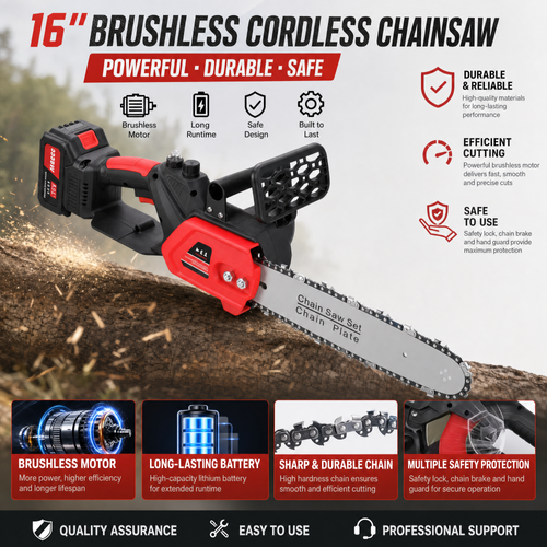 16 inch brushless lithium electric saw with 48V 2 battery packs