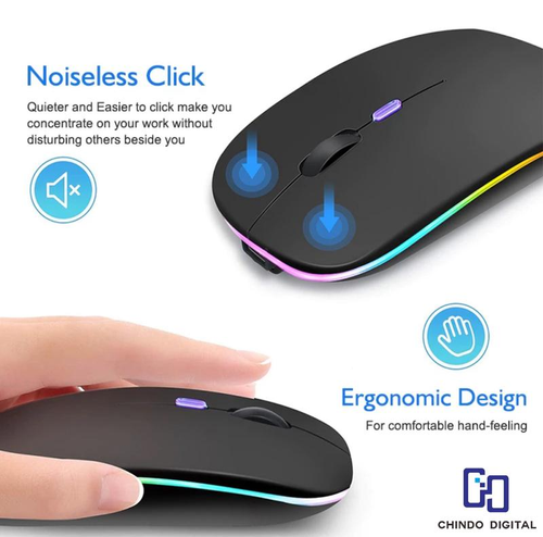 Mouse Bluetooth Mouse Wireless Mouse Silent LED Colorful Mouse Rechargeable Nirakabel Computer Komputer