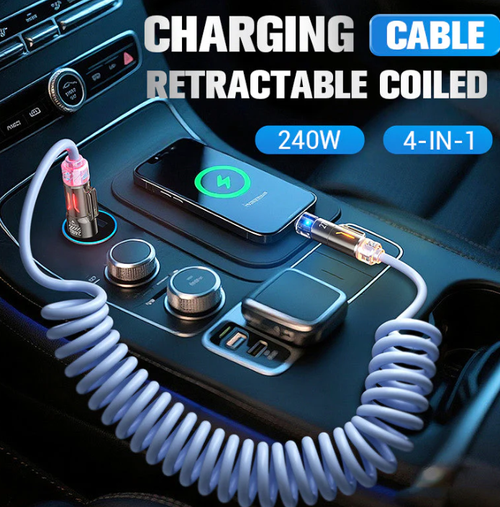 4-in-1 Retractable Charging Cable – 240W