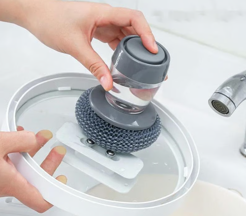 🔥Kitchen Soap Press Dispensing Palm Brush