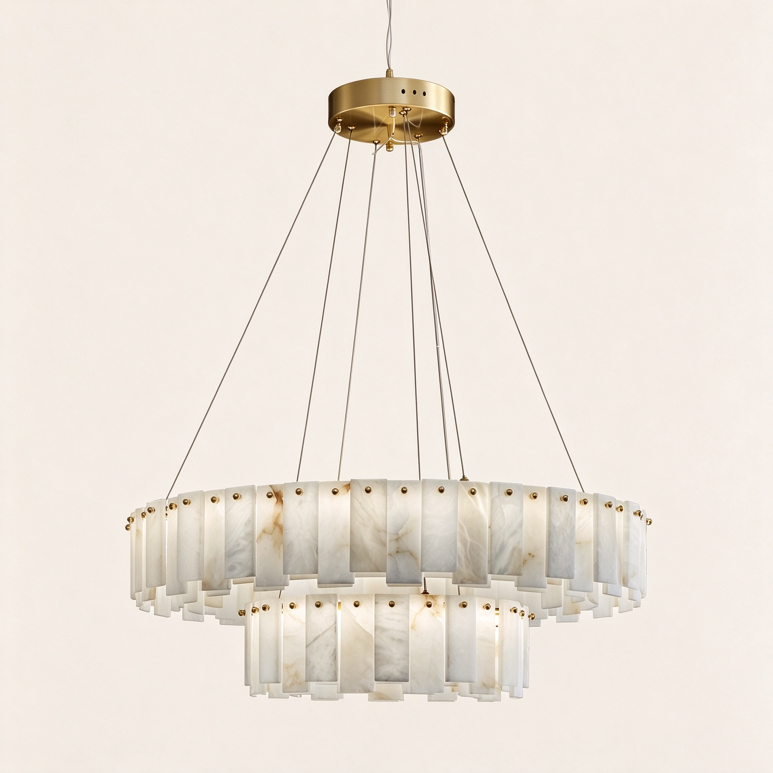 Modern Solid Copper & Spanish Marble Chandelier