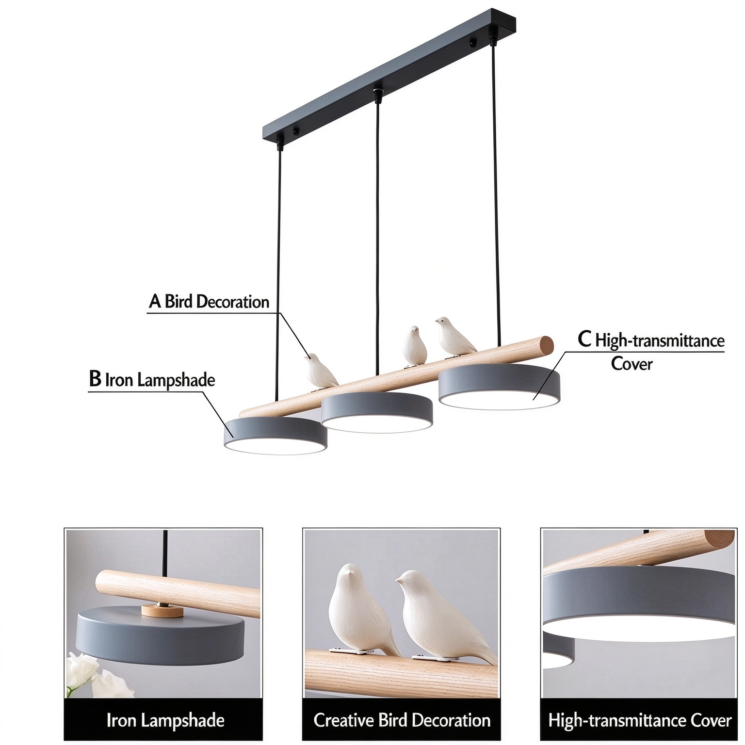Bird Pendant Light Structure Diagram