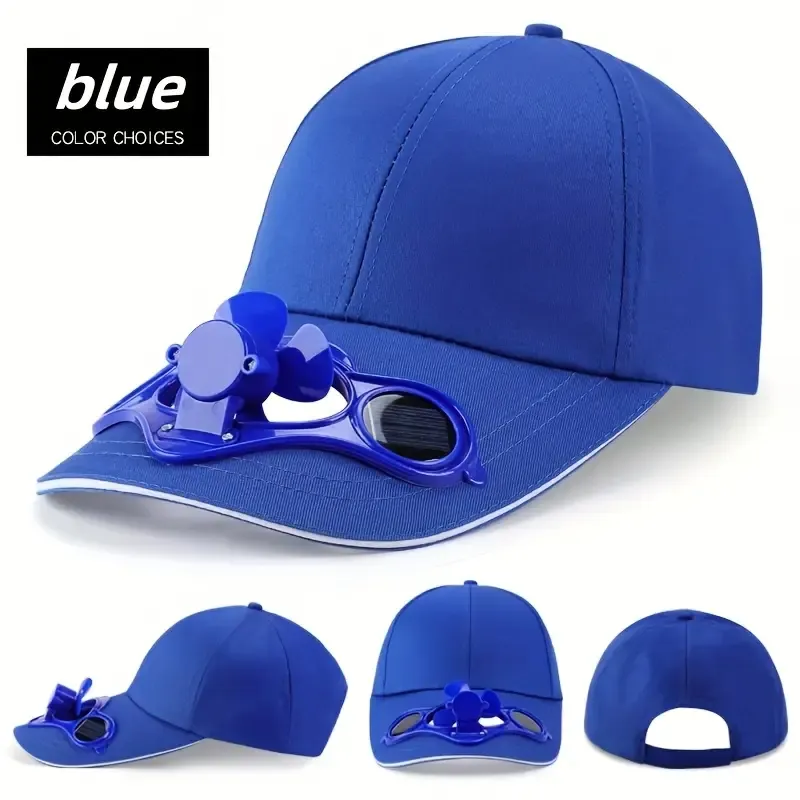 Solar powered fan baseball cap no batteries required