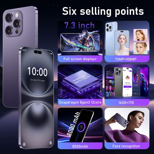 Hot selling across the entire network 16 Pro Max 5G Smartphones Phone 16 Pro Max 16GB+1TB Smartphone 5G Smartphone 7.3inch Screen