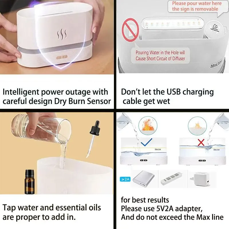 2-in-1 Flame-Effect Air Aroma Diffuser and Humidifier