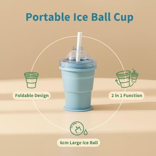 Collapsible Water Cup Portable Foldable Silicone Ice Ball Mold