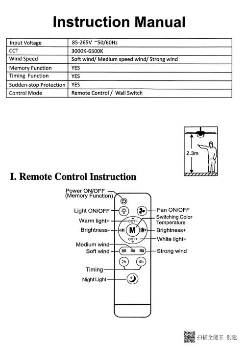 Remote-Controlled Dimmable Ceiling Fan Light