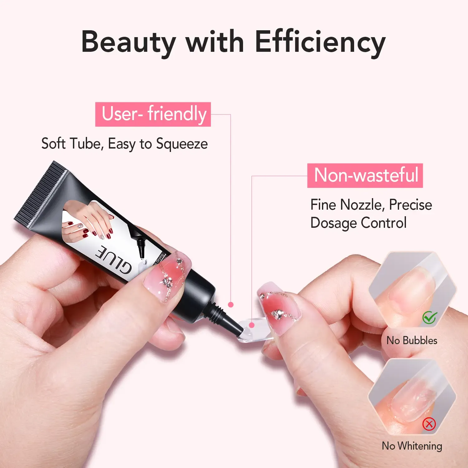 Nail Glue Quick-Drying Semi-Solid Nail Glue with Remover