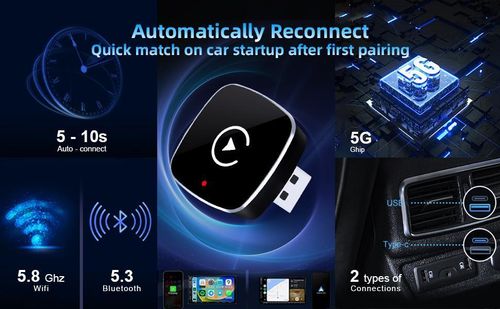 Wireless CarPlay Adapter for iPhone Android  Hands-Free Calling Car Adapter