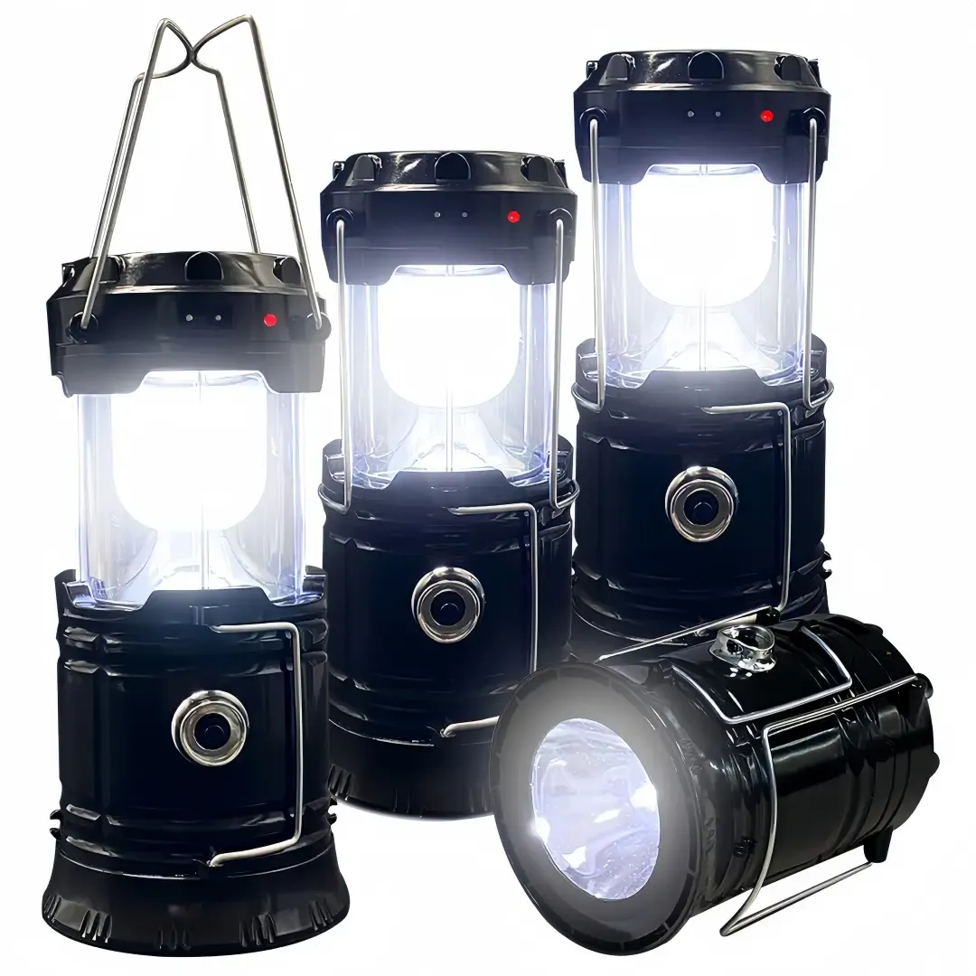 1-Pack Collapsible Portable LED Camping Lantern Lightweight Waterproof Solar USB Rechargeable LED Flashlight Survival Kits for Indoor Outdoor Home Emergency Light Power Outages Hiking