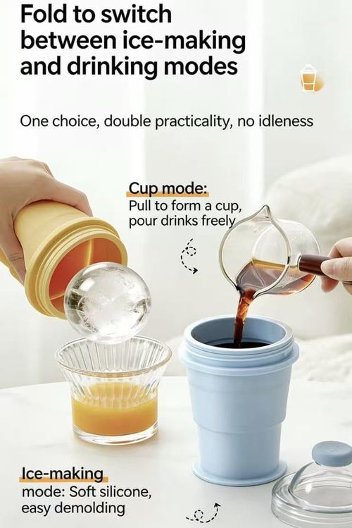 Collapsible Water Cup Portable Foldable Silicone Ice Ball Mold