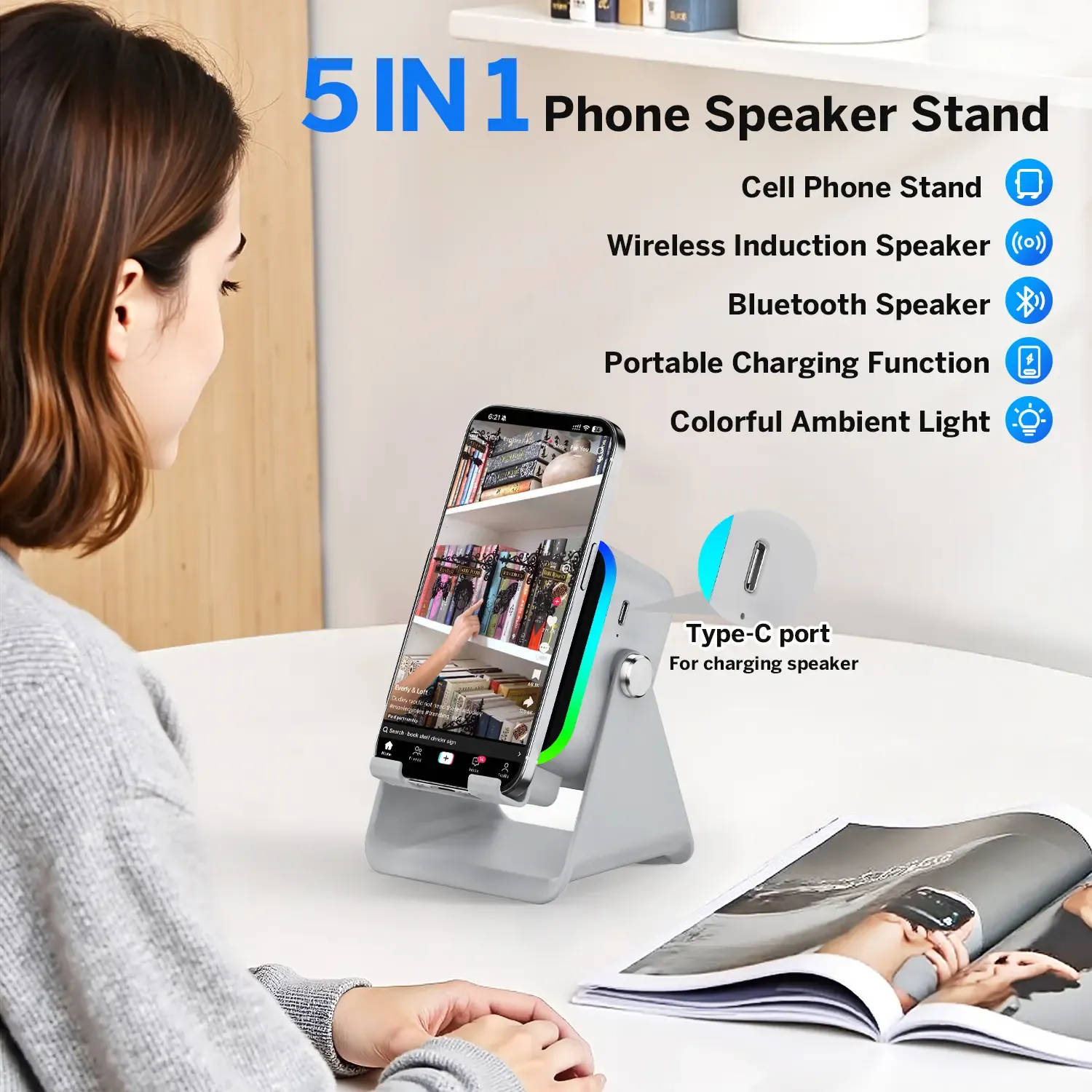 5-in-1 Wireless Induction Audio & Bluetooth Speaker