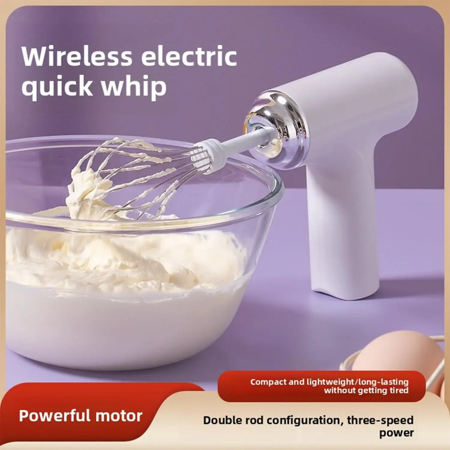 3-Speed Mixer with Replaceable Sticks for Baking, Whipping Cream & More WhiskElectric Hand Whisk, Handheld Mixer,