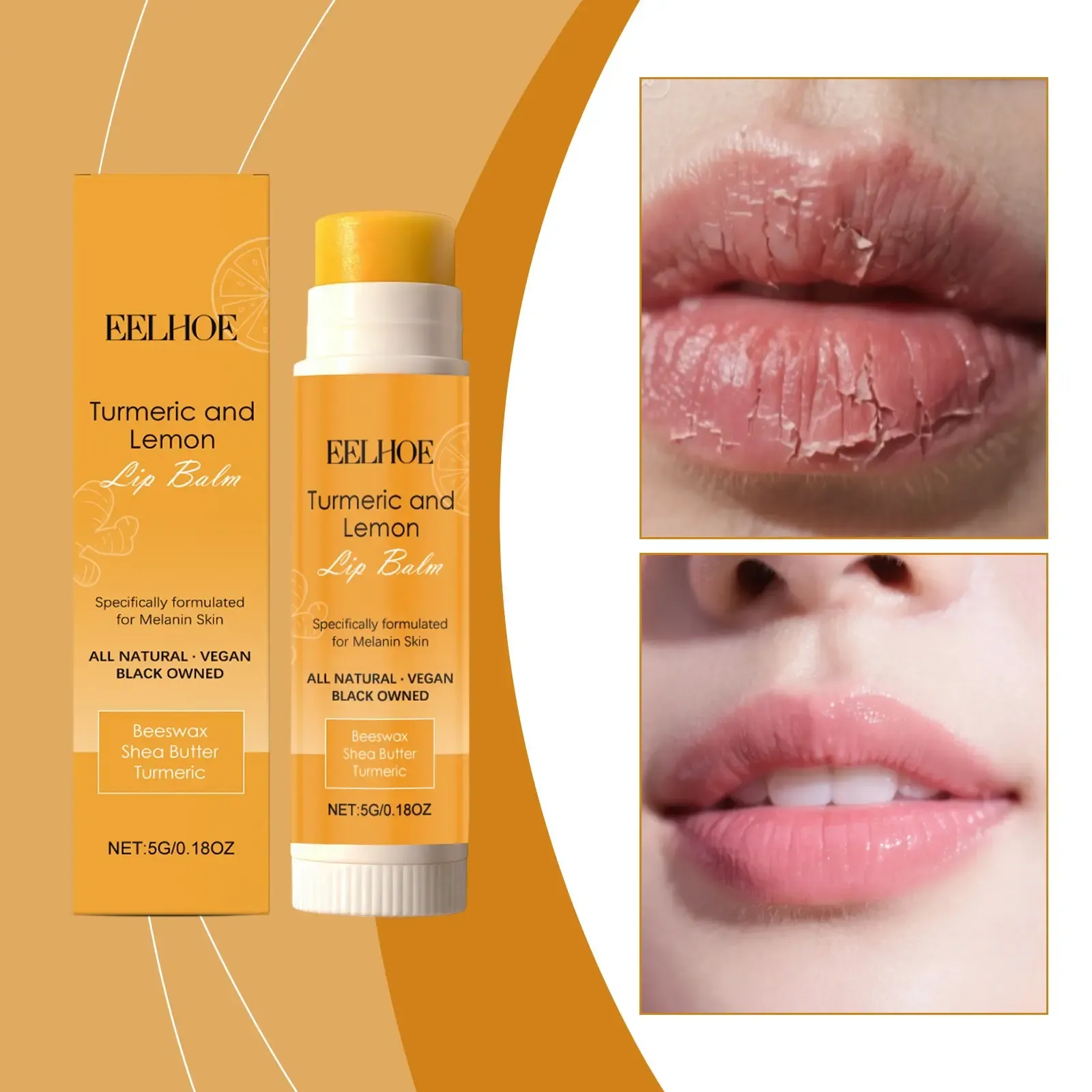 2pcs All-Natural Lemon Turmeric Moisturizing Lip Balm