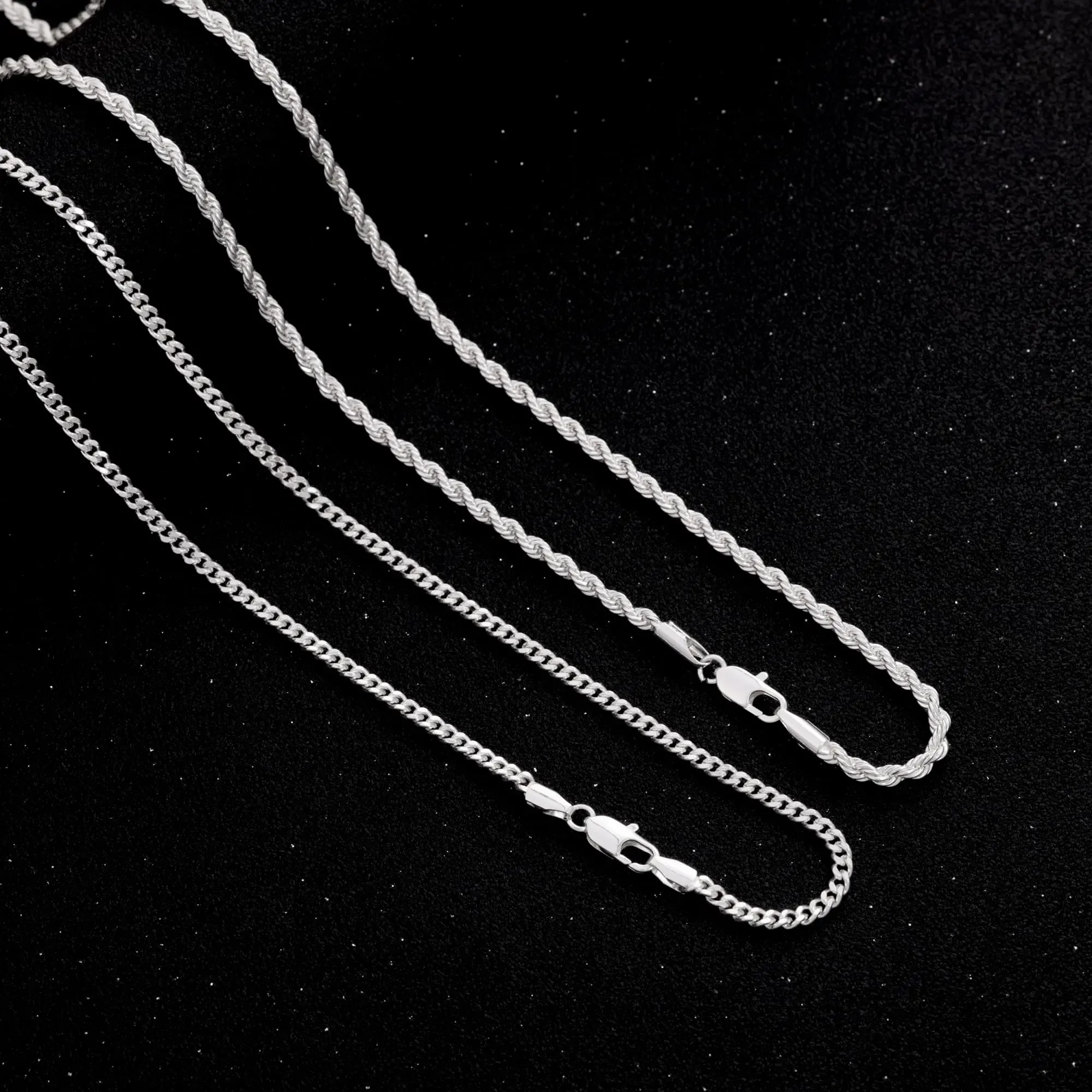 Layered Cuban Link & Rope Chain Necklaces Set