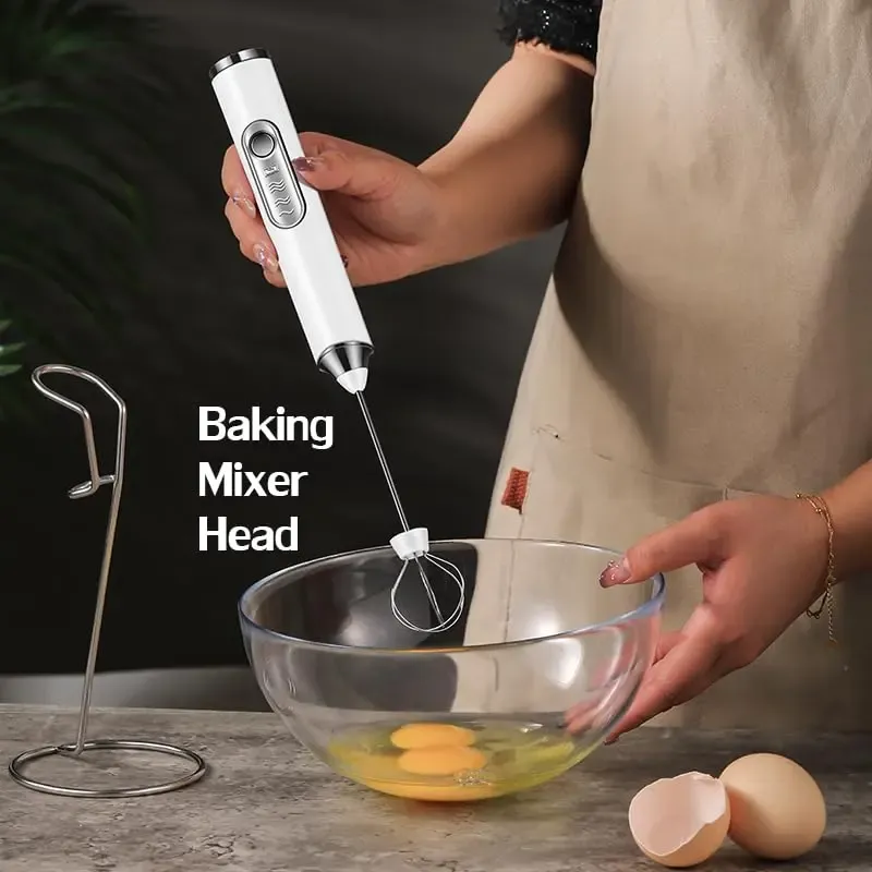 Rechargeable Milk Frother Handheld with 3 Heads 3 Speeds,Coffee Mixer,Electric Milk Bubbler Detachable Stainless Steel Whisk for Latte,Cappuccino,Matcha,Eg