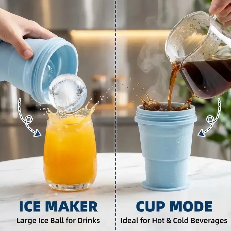 Collapsible Water Cup Portable Foldable Silicone Ice Ball Mold