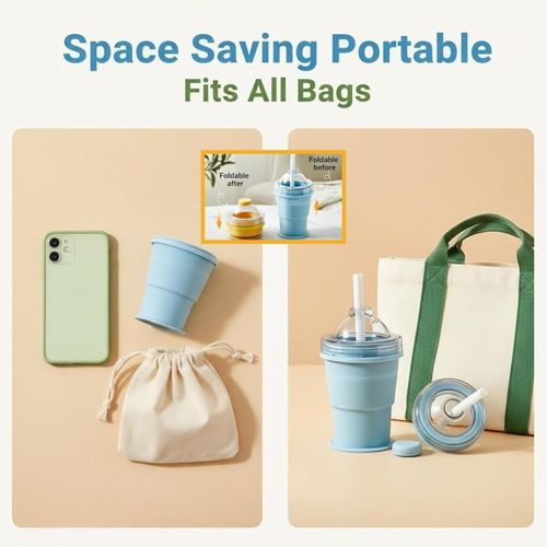 Collapsible Water Cup Portable Foldable Silicone Ice Ball Mold