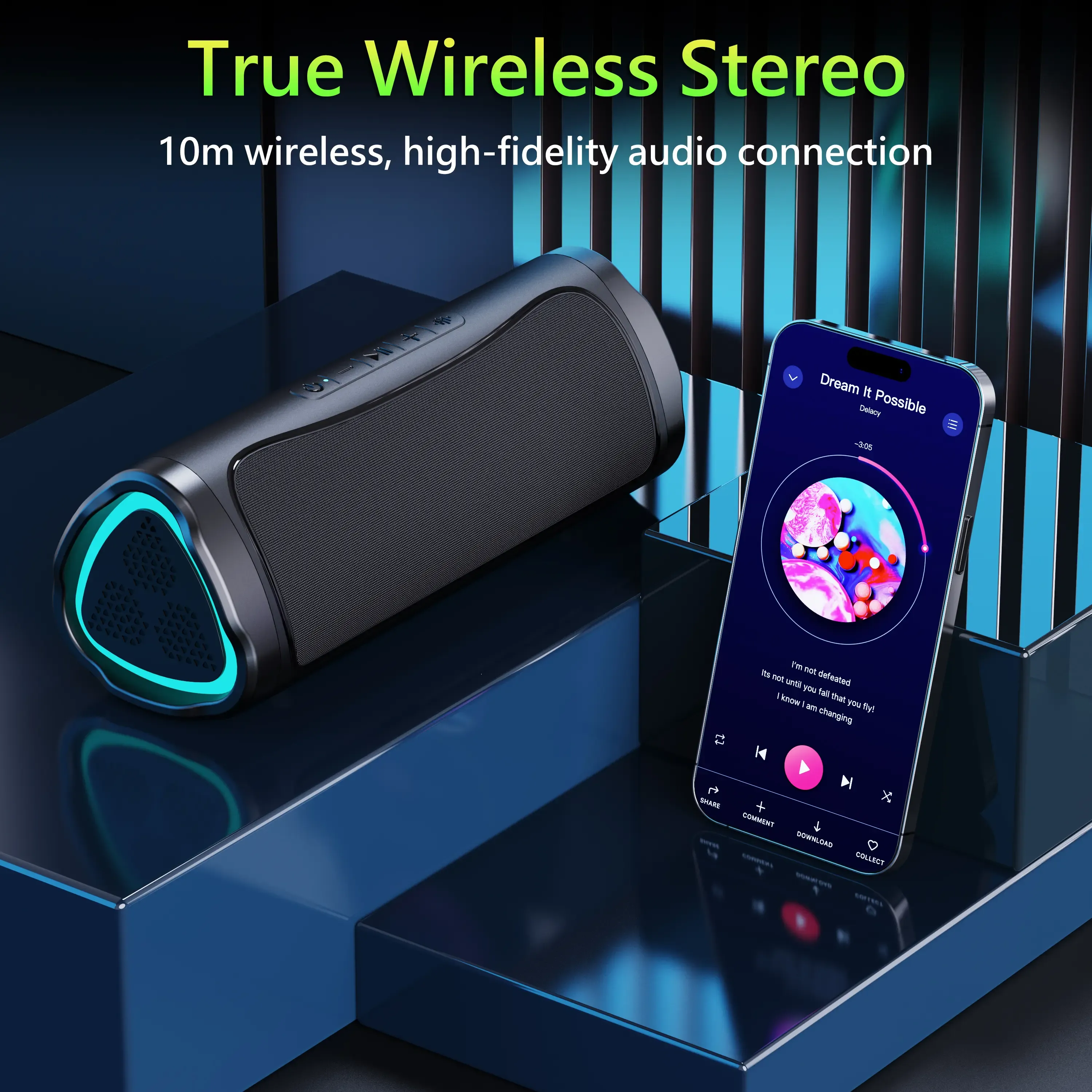 Portable Bluetooth Speaker with HD Sound BT5.3 & TWS Pairing Suitable for Home Party Outdoor Beach Ideal as Electronic Gadgets Birthday Gift