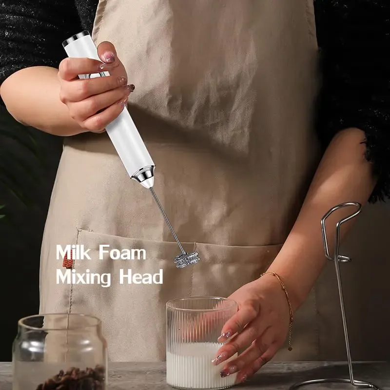 Rechargeable Milk Frother Handheld with 3 Heads 3 Speeds,Coffee Mixer,Electric Milk Bubbler Detachable Stainless Steel Whisk for Latte,Cappuccino,Matcha,Eg