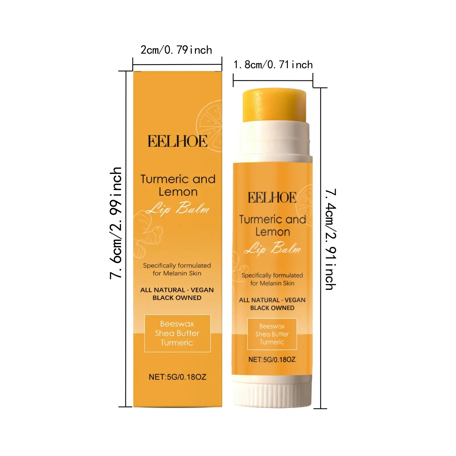 2pcs All-Natural Lemon Turmeric Moisturizing Lip Balm