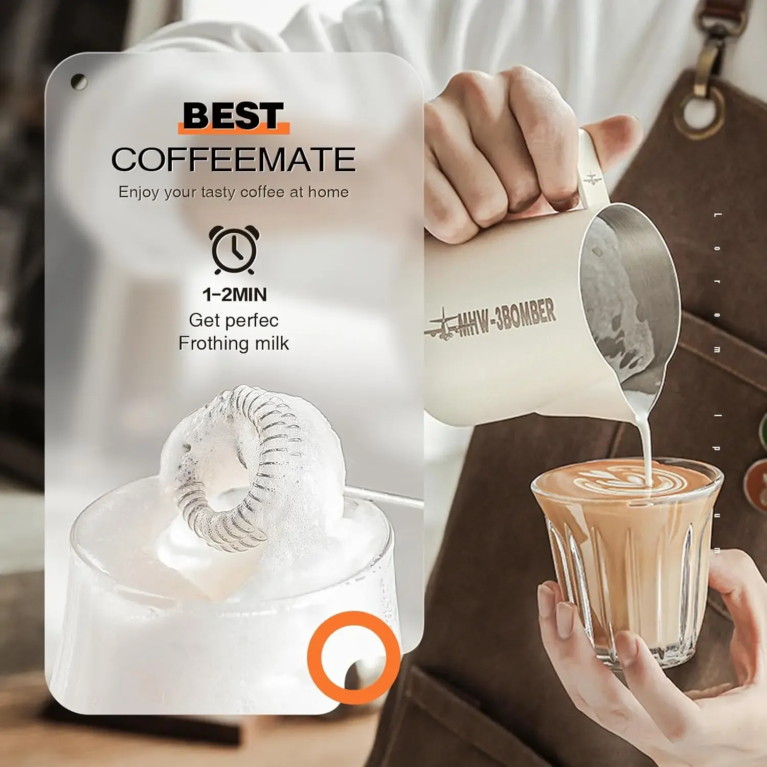 Rechargeable Milk Frother Handheld with 3 Heads 3 Speeds,Coffee Mixer,Electric Milk Bubbler Detachable Stainless Steel Whisk for Latte,Cappuccino,Matcha,Eg