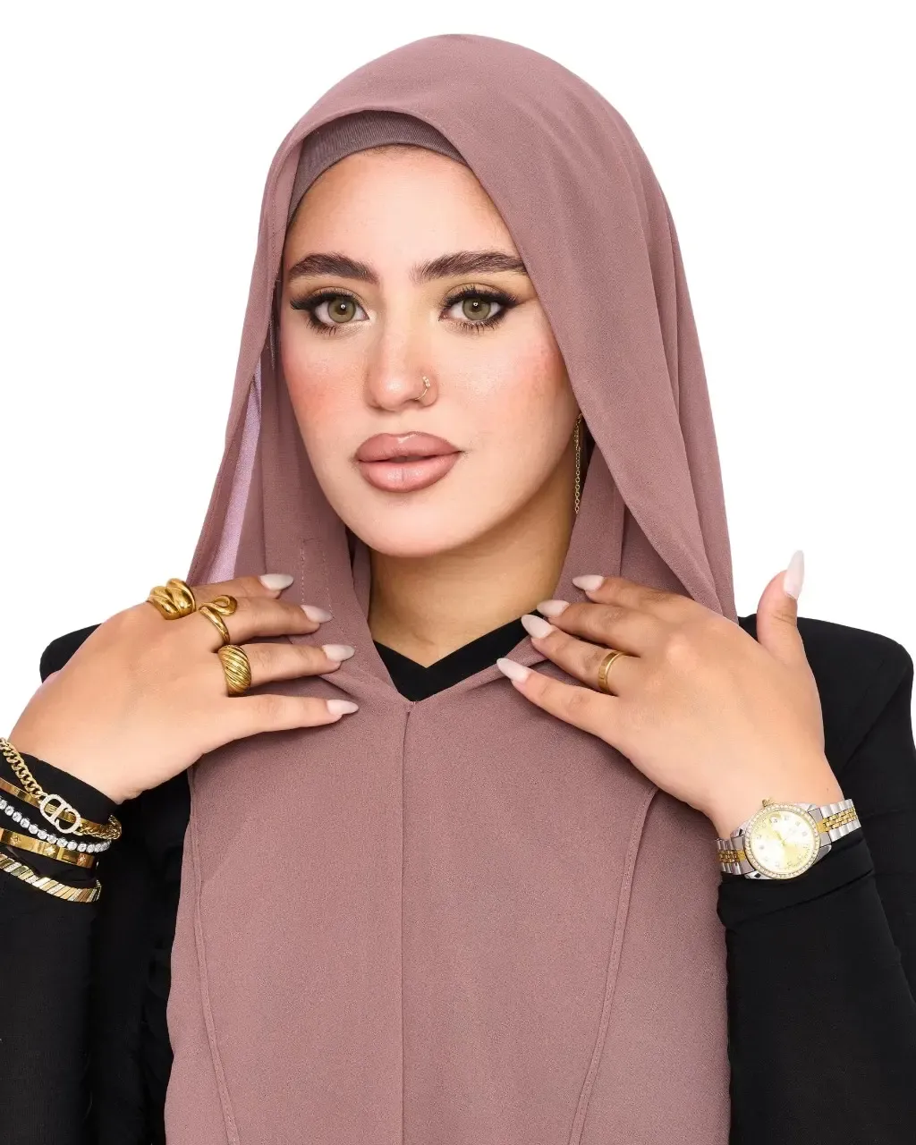 Instant Chiffon Hijab 3-in-1 with Built-in Magnets With Attached Match Undercap, For Women Hijabs set.