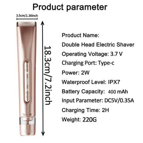 Electric Hair Removal Tool, 1 Box Rechargeable 2 in 1 Body & Facial Hair Removal Dual Head, Waterproof Hair Removal Machine for Armpits and Legs