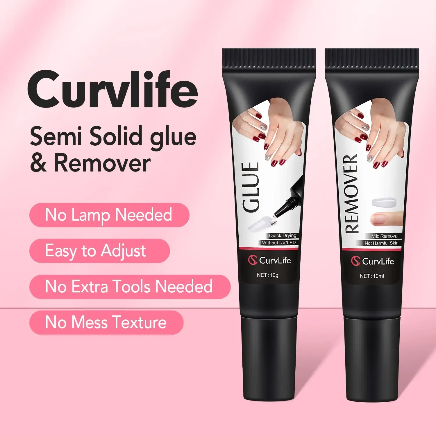 Nail Glue Quick-Drying Semi-Solid Nail Glue with Remover