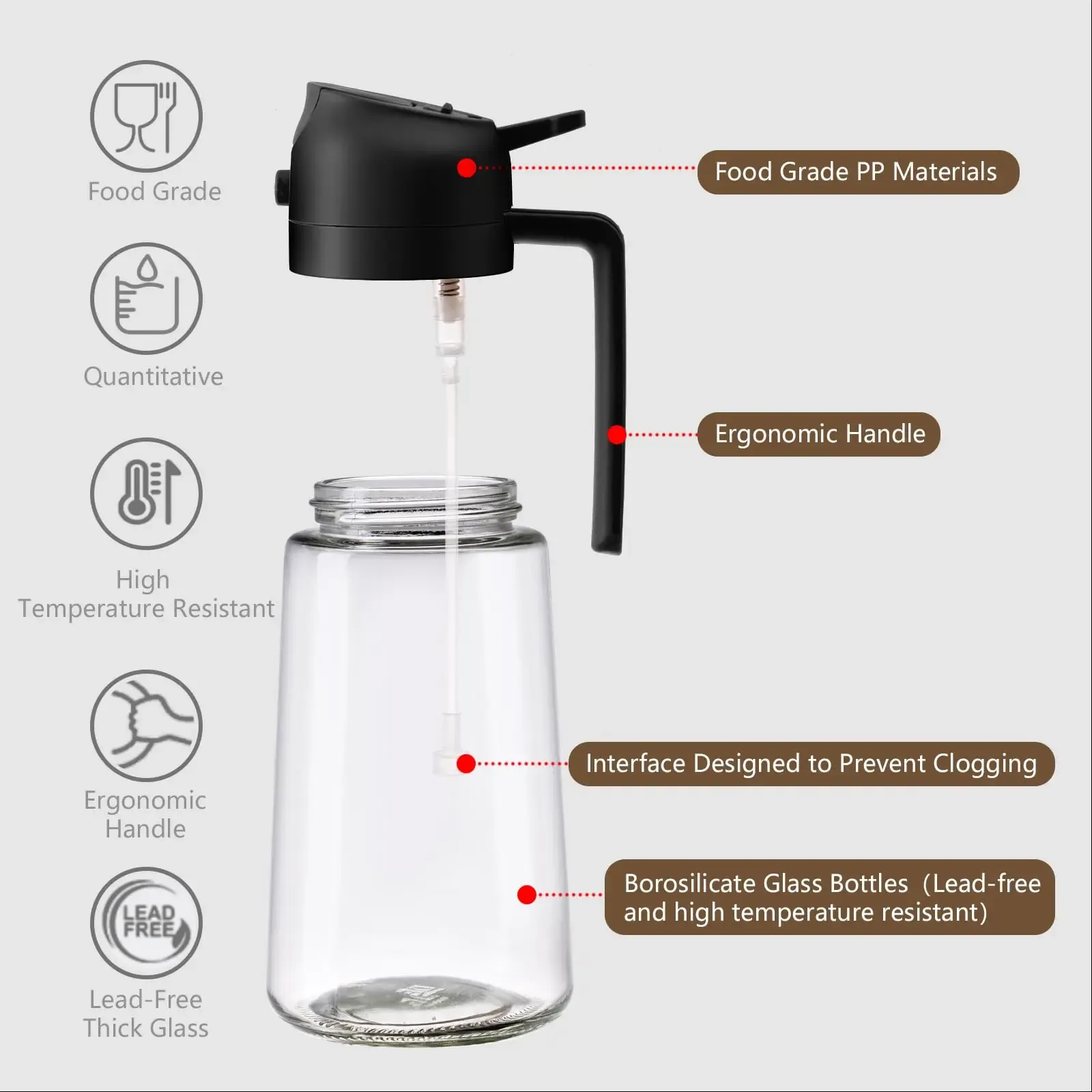 2pcs 2 in 1  Oil Dispenser Bottle for Kitchen, Green Glass Oil Bottle,