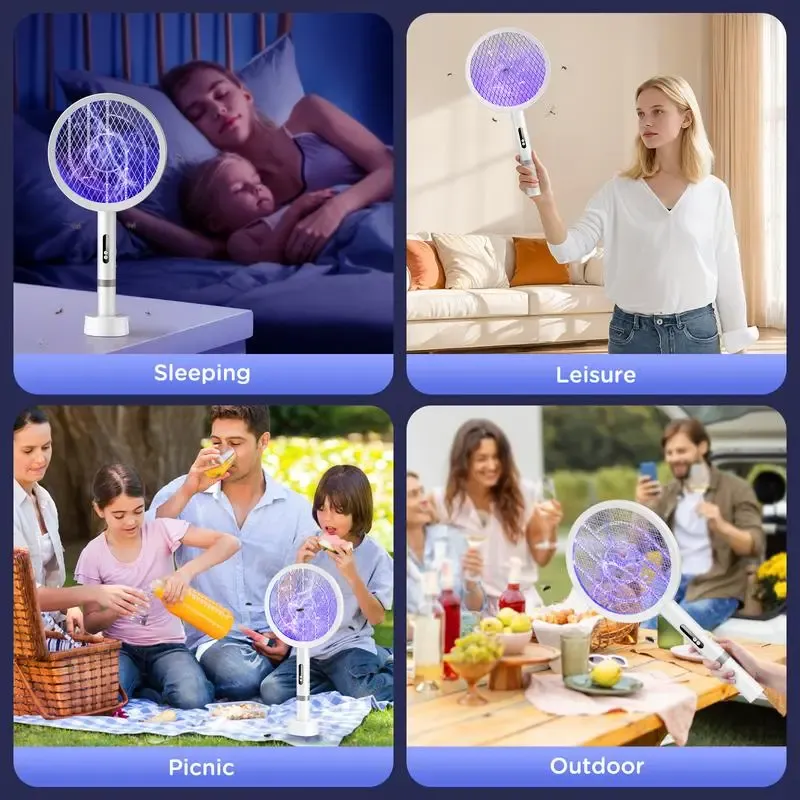 Electric Mosquito Swatter, Rechargeable 2‑In‑1 Mosquito Killer Racket For Home Use