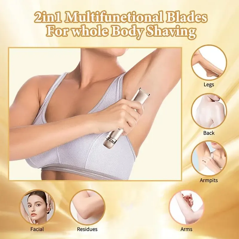Electric Hair Removal Tool, 1 Box Rechargeable 2 in 1 Body & Facial Hair Removal Dual Head, Waterproof Hair Removal Machine for Armpits and Legs