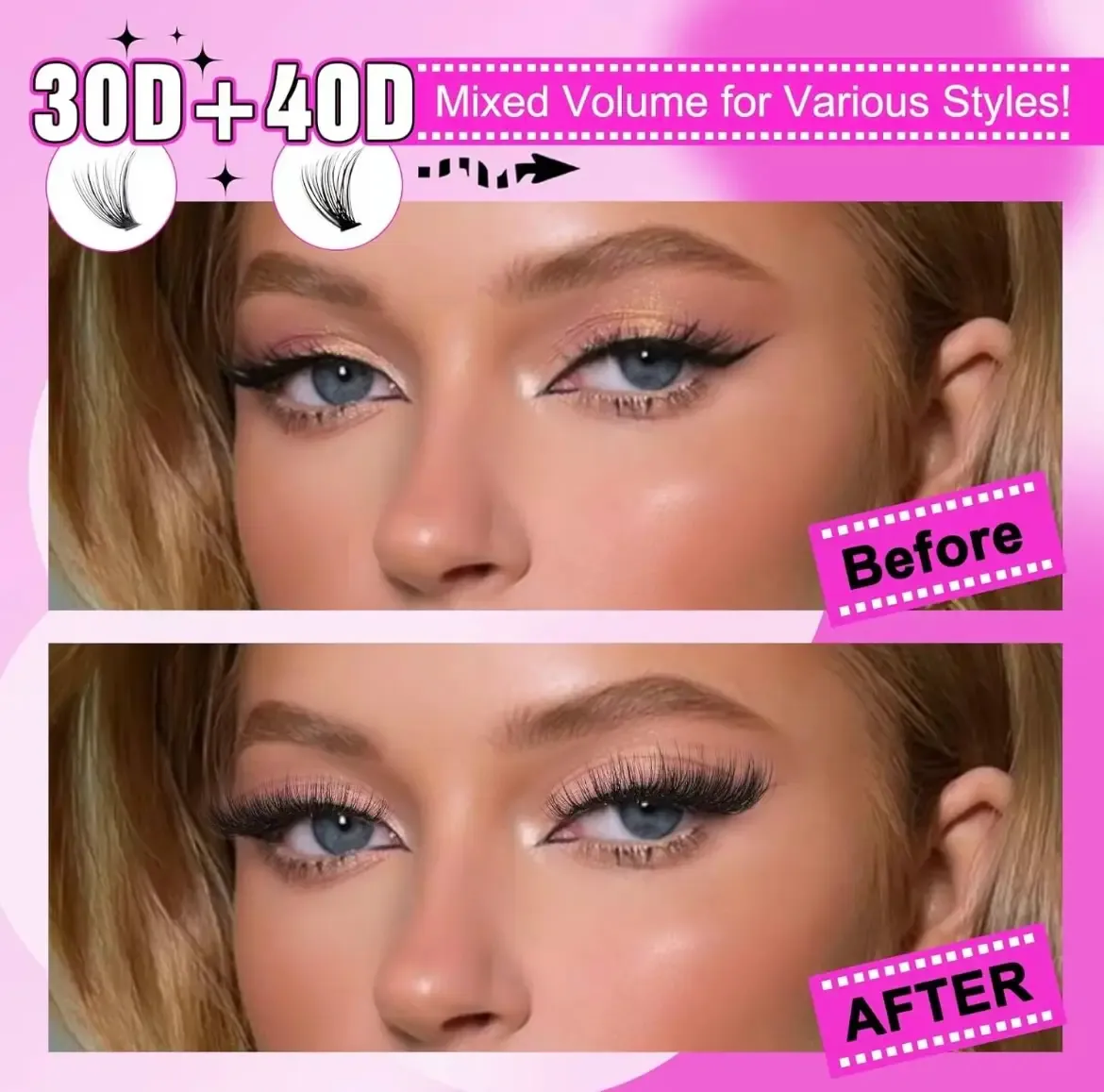 False Eyelashes fluffy thick