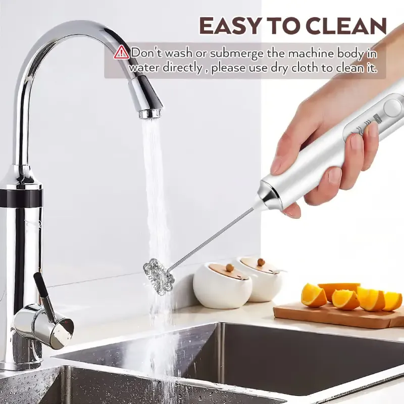 Rechargeable Milk Frother Handheld with 3 Heads 3 Speeds,Coffee Mixer,Electric Milk Bubbler Detachable Stainless Steel Whisk for Latte,Cappuccino,Matcha,Eg