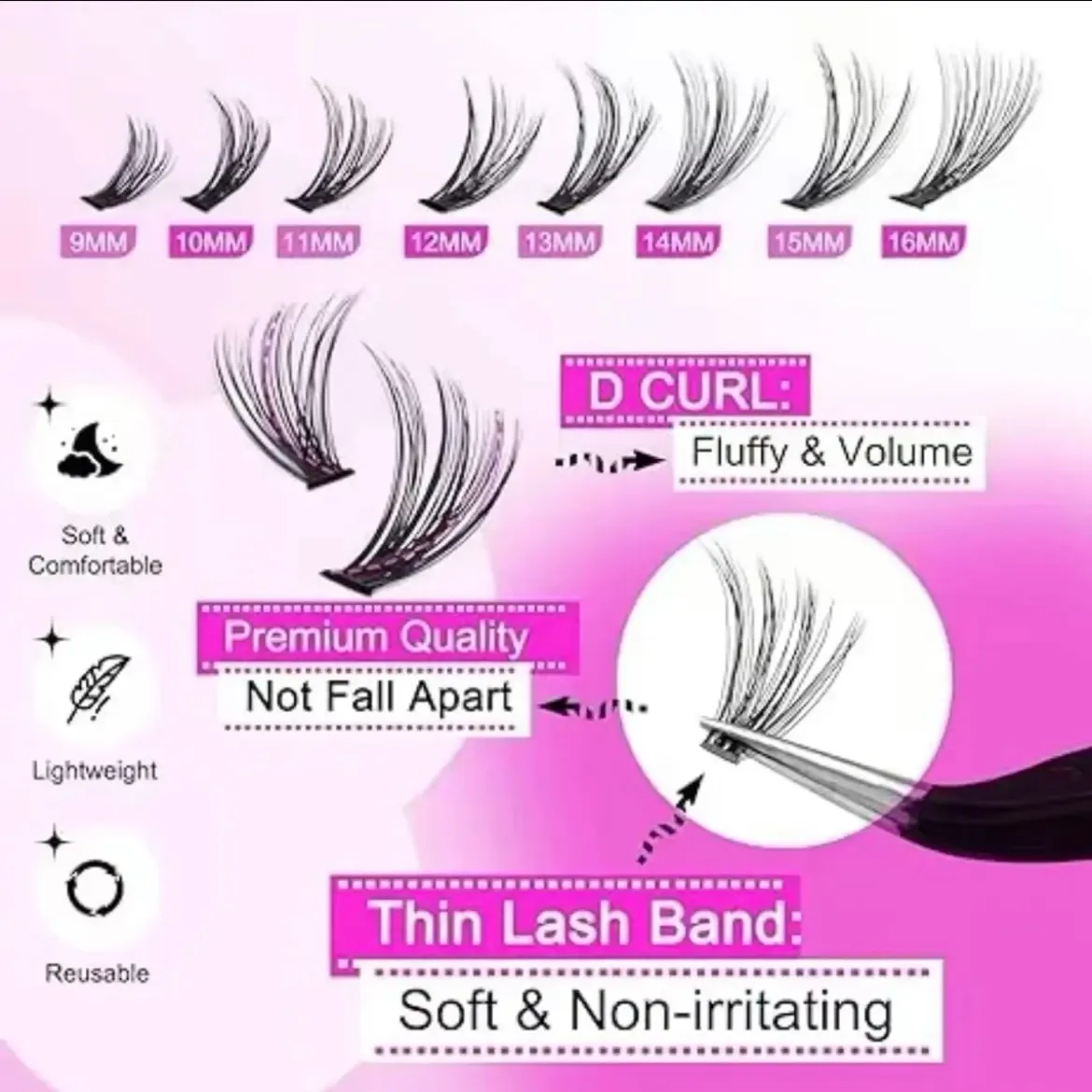False Eyelashes fluffy thick