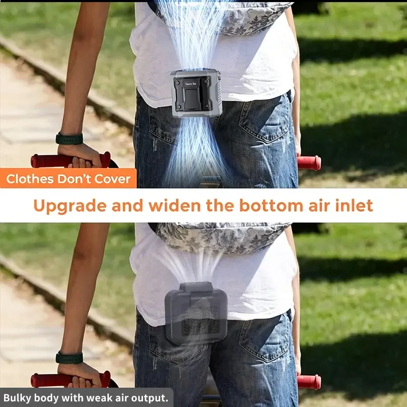 with Waist Clip, USB Rechargeable Handheld Portable Fan, 199-Speed Adjustable, Flashlight & PowerDisplay, Personal Fan for Outdoor, Camping, Jobsite, Travel &Indoor Use