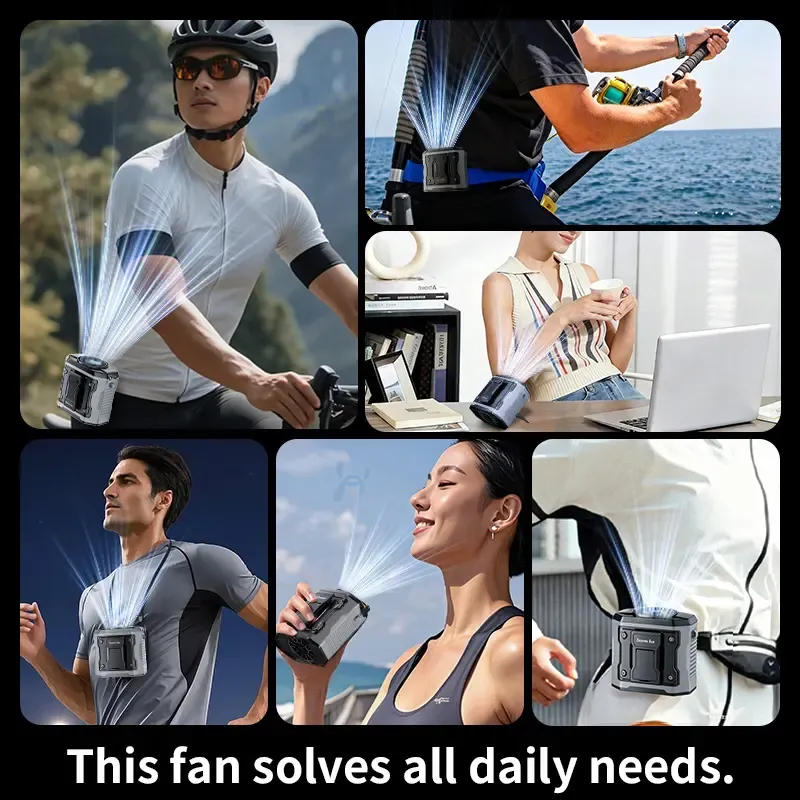 with Waist Clip, USB Rechargeable Handheld Portable Fan, 199-Speed Adjustable, Flashlight & PowerDisplay, Personal Fan for Outdoor, Camping, Jobsite, Travel &Indoor Use