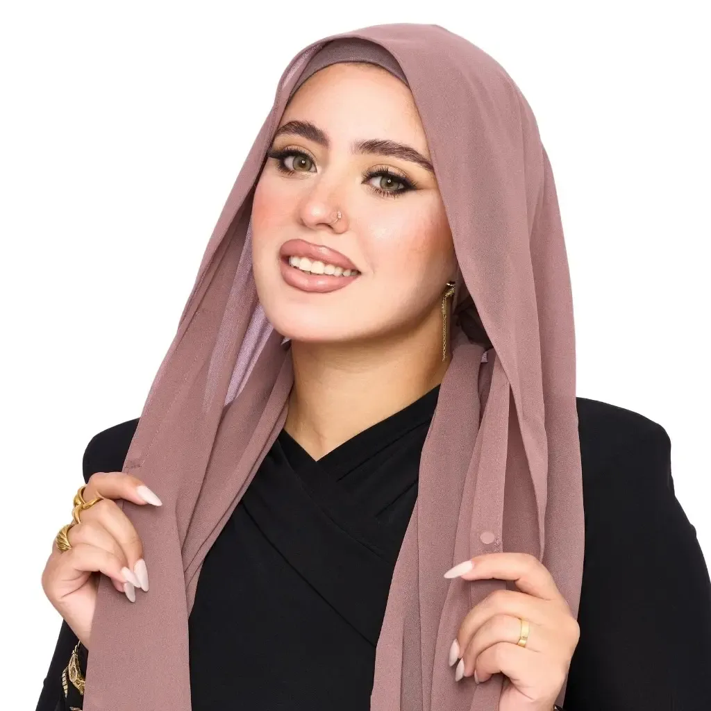 Instant Chiffon Hijab 3-in-1 with Built-in Magnets With Attached Match Undercap, For Women Hijabs set.