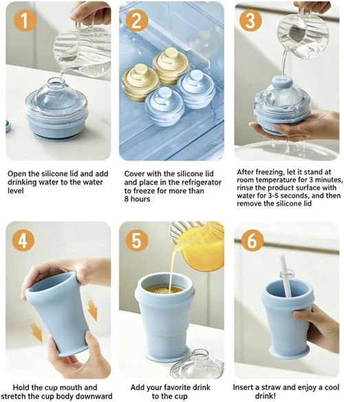 Collapsible Water Cup Portable Foldable Silicone Ice Ball Mold