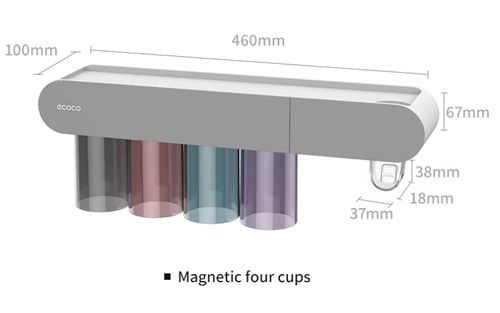 Bathroom toothbrush holder toothpaste dispenser squeezer wall mounted storage organizer rack with magnetic wash cup