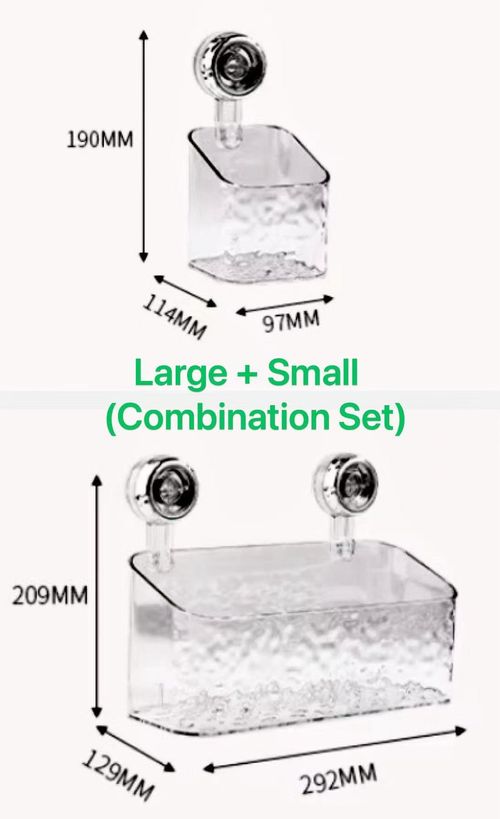 Decorative Kitchen Bathroom Plastic Wall Sink Washstand Suction Cup Storage Box Organizer For Cosmetic Vegetable