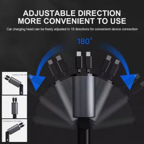 120W car charger adapter telescopic cable super fast charging multifunctional car mobile phone charging