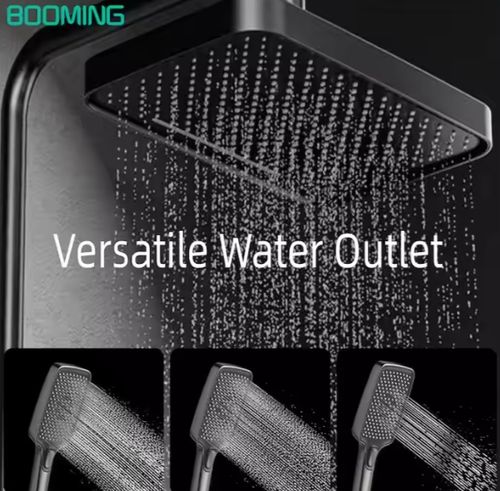 Trend Gun Matel White Color Piano Key Shower System Set Exposed Wall Mounted Bath Faucets Shower