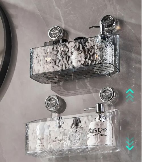 Decorative Kitchen Bathroom Plastic Wall Sink Washstand Suction Cup Storage Box Organizer For Cosmetic Vegetable