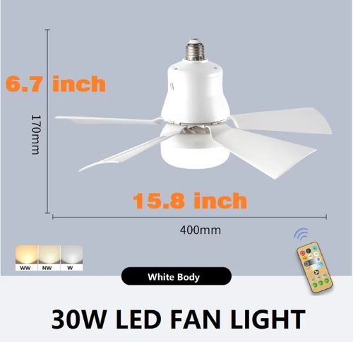 Modern Ceiling Fan (with light and remote control) and White Ceiling Fan (with light 30W)