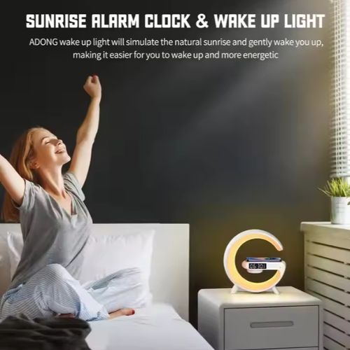Colorful bluetooth speaker wireless charger desk lamp led table lamp home decor mini g shaped bedside ambient light rgb light , clock.