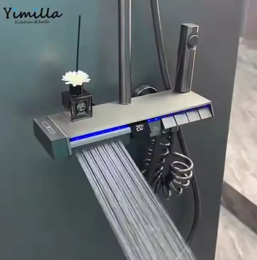 Trend Gun Matel White Color Piano Key Shower System Set Exposed Wall Mounted Bath Faucets Shower