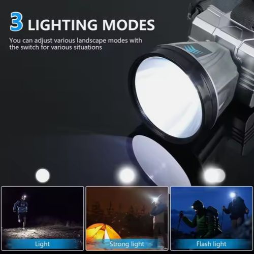 Waterproof Super Bright High Power Led Headlamp Head Lamp Lights Forehead Flashlight Rechargeable for Camping Fishing Hiking